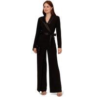 Adrianna Papell Women's Jersey Combo Tuxedo Jumpsuit in Black | Size: 12
