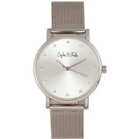 Sophie and Freda Women's Savannah Mesh Bracelet Watch with Swarovski Crystals in Silver