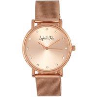 Sophie and Freda Women's Savannah Mesh Bracelet Watch with Swarovski Crystals in Rose Gold