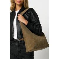 Barneys Originals Women's Real Suede Slouch Bag in Khaki