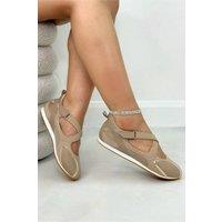 Love Lemonade Women's Comfort Velocity Shadowline Trainers in Beige | Size: 4