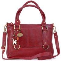 Catwalk Collection Handbags Women's Gallery Leather Shoulder Bag With Detachable Crossbody Strap in Red | Size: Large