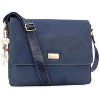 Catwalk Collection Handbags Women's Sabine L Large Distressed Leather Messenger Work Bag in Blue
