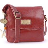 Catwalk Collection Handbags Women's Sabine S Small Distressed Leather Cross Body Bag in Red