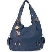 Catwalk Collection Handbags Women's Alex Large Leather Shoulder Bag in Blue