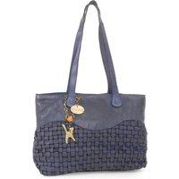 Catwalk Collection Handbags Women's Matilda Woven Leather Shoulder Bag in Blue | Size: Medium