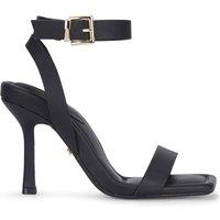 MALOW LONDON Women's Millie Heeled Sandals Buckle Strap PU Open Toe Stiletto Shoes in Black | Size: 5