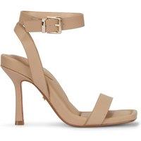 MALOW LONDON Women's Millie Heeled Sandals Buckle Strap PU Open Toe Stiletto Shoes in Brown | Size: 6