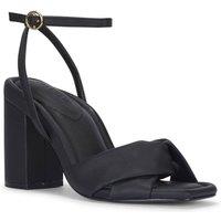 MALOW LONDON Women's Molly Heeled Sandals Buckle Strap PU Open Toe Block Heel Shoes in Black | Size: 5
