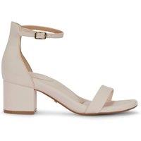 MALOW LONDON Women's Khloe Heeled Sandals Buckle Strap PU Open Toe Block Heel Shoes in Beige | Size: 5