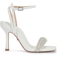 MALOW LONDON Women's Taylor Heel Sandals Buckle Polyurethane Open Toe Stiletto Shoes in White | Size: 5