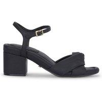 MALOW LONDON Women's Bella Heeled Sandals Buckle Strap PU Open Toe Block Heel Shoes in Black | Size: 6