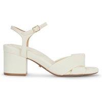 MALOW LONDON Women's Bella Heeled Sandals Buckle Strap PU Open Toe Block Heel Shoes in Cream | Size: 6