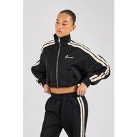 Cernucci Women's Taping Cropped Funnel Neck Jacket - Black | Size: Large