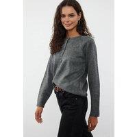 WOVCOR Women's Classic Rib Knit Crew Neck Jumper in Grey | Size: Medium