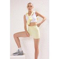 WOVCOR Women's Knit High-Waist Sports Short Leggings in Lemon | Size: XS