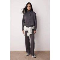 WOVCOR Women's Soft Touch Knit Top & Wide Leg Trouser Co-Ord Set in Dark Grey | Size: Small