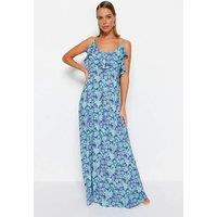 WOVCOR Women's Ruffle Strap Maxi Beach Dress with Flowy Silhouette | Size: 16
