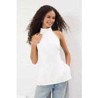 WOVCOR Women's High Neck Sleeveless Peplum Blouse Top in White | Size: 6