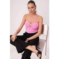 WOVCOR Women's Shell Hardware Draped Bandeau Blouse Top in Pink | Size: 6