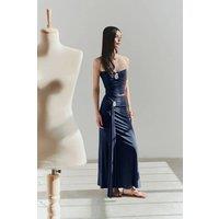 WOVCOR Women's Shell Hardware Draped Bandeau Blouse Top in Navy | Size: 6