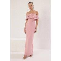 WOVCOR Women's Off Shoulder Floral Applique Maxi Evening Dress in Rose | Size: 6