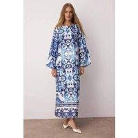 WOVCOR Women's Printed Long Sleeve Maxi Dress | Size: 10