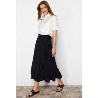 WOVCOR Women's Ruffle Hem Wrap Maxi Skirt in Black | Size: 8