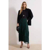 WOVCOR Women's Printed Tiered Chiffon Maxi Skirt in Green | Size: 12