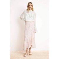 WOVCOR Women's Floral Print Wrap Front Flowing Midi Skirt in Pale Pink | Size: 12