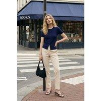 WOVCOR Women's Ribbed Button Front Knitted Blouse in Navy | Size: Large