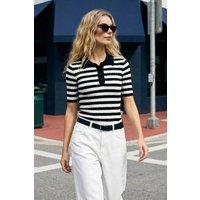 WOVCOR Women's Ribbed Collared Button Neck Knitted Blouse | Size: Large