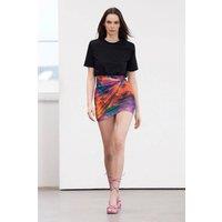 WOVCOR Women's Ruched Printed Short Sleeve Mini Dress | Size: XS