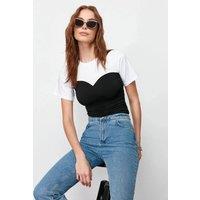 WOVCOR Women's Sweetheart Ruched Short Sleeve Blouse | Size: XS