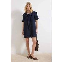 WOVCOR Women's Stitch Sailor Collar Denim Mini Dress in Blue | Size: 14