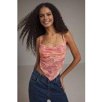 WOVCOR Women's Paisley Ruched Strappy Handkerchief Hem Top | Size: Small