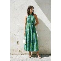 WOVCOR Women's Abstract Halterneck Tiered Maxi Summer Dress | Size: 8