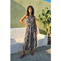 WOVCOR Women's Zebra Print Halterneck Maxi Summer Dress | Size: 6