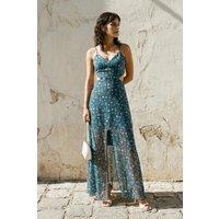 WOVCOR Women's Floral Strappy Cut Out Maxi Summer Dress | Size: 8