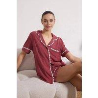 WOVCOR Women's Check Lace Trim Pyjama Shorts Set | Size: 6