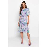 WOVCOR Women's Floral Flutter Sleeve Midi Occasion Dress | Size: 6
