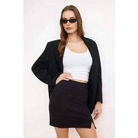 WOVCOR Women's Normal Waist Side Split Mini Skirt in Black | Size: XS