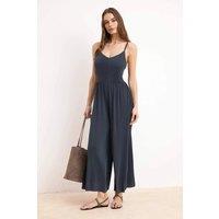WOVCOR Women's Strappy Wide Leg Culotte Jumpsuit in Dark Grey | Size: XL