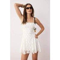 WOVCOR Women's Lace Strap Fit & Flare Mini Dress in White | Size: 6