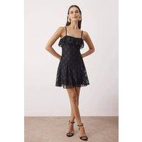 WOVCOR Women's Lace Strap Fit & Flare Mini Dress in Black | Size: 6