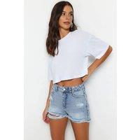 WOVCOR Women's Distressed High Waist Denim Shorts in Light Blue | Size: 12