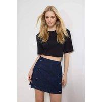 WOVCOR Women's Stud Detail Denim Mini Skirt in Dark Blue | Size: 10