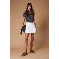 WOVCOR Women's High Waist Denim Mini Skort with Clean A-Line Silhouette in White | Size: 10