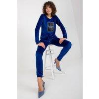 Love Lace Women's Velour Tracksuit Set with Tied Waist Pants in Blue | Size: S/M