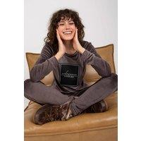 Love Lace Women's Velour Tracksuit Set Sweatshirt & Pants Style 177075 in Grey | Size: S/M
